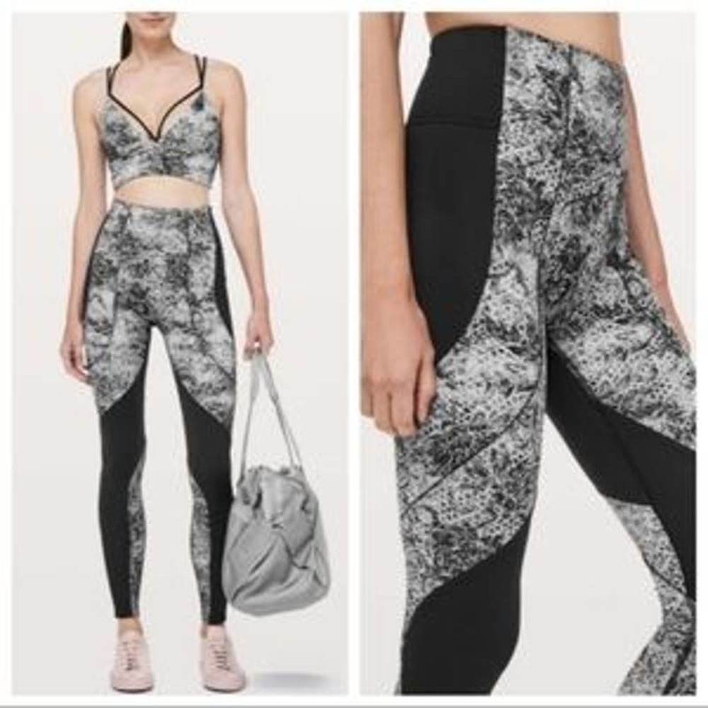 Lululemon Sweat & Repeat Tight 28" Black Serigraph Starlight Sz 8 Everlux